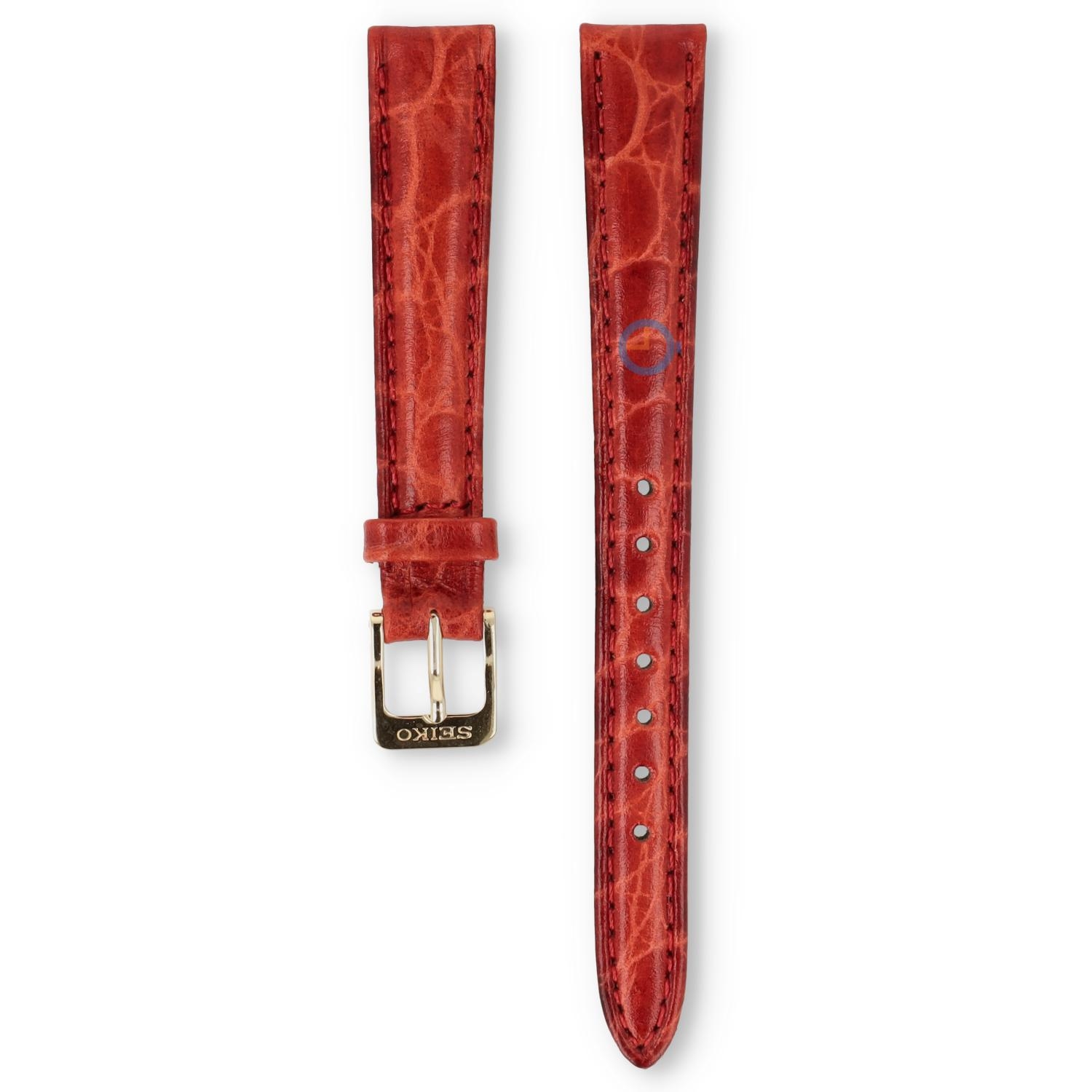 Universele 13mm rood  leren horlogeband - Seiko
