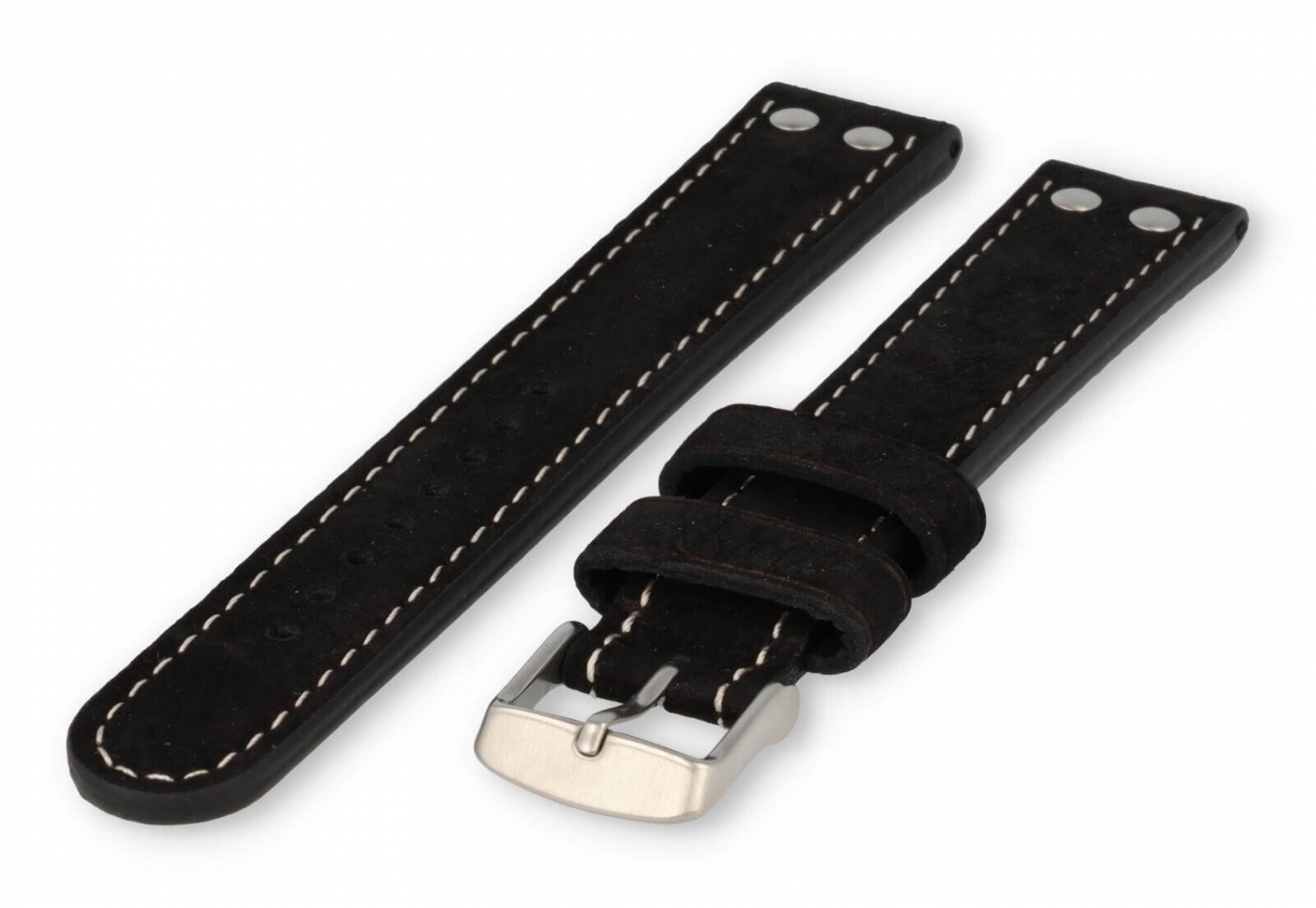 Flieger XL horlogeband 22mm zwart leer