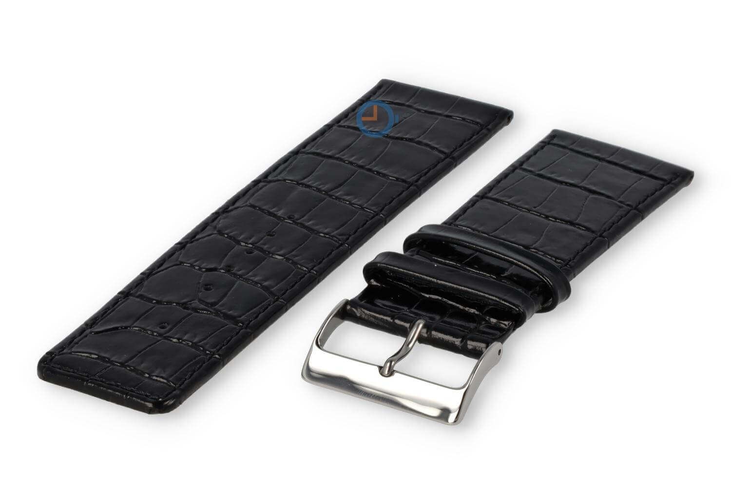 Luxe croco horlogeband - 30mm - zwart