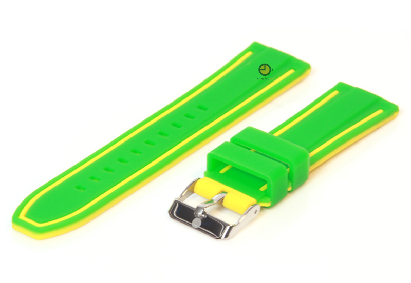 Omkeerbare horlogeband 22mm groen-geel siliconen