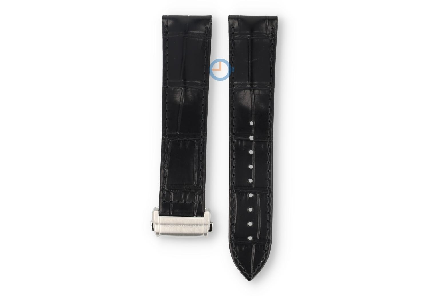 Hamilton horlogeband H42565731 - zwart leer