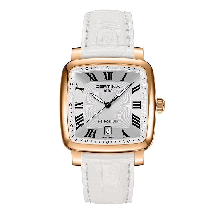 Certina bandje C0255103603300A 21/18mm zonder sluiting wit leer