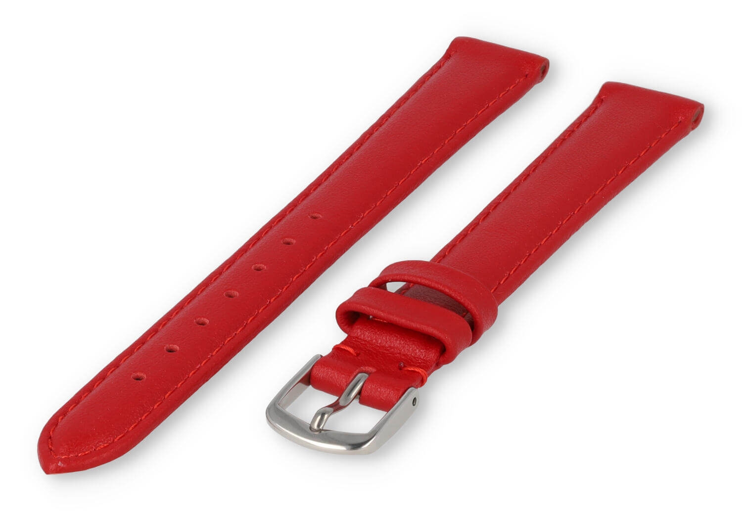 XL horlogeband glad leer - 14mm - donkerrood