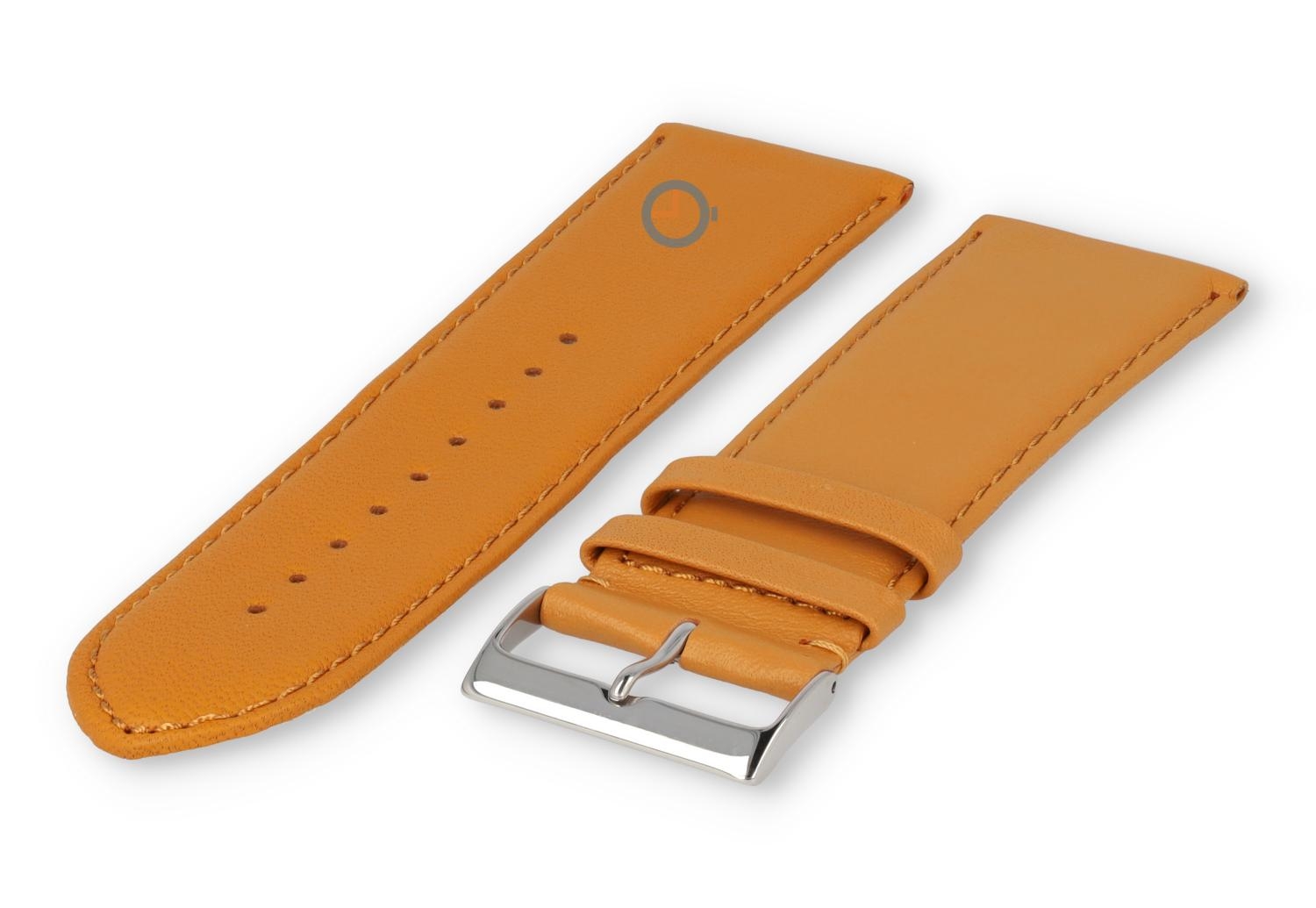 XL horlogeband glad leer - 30mm - mosterdgeel