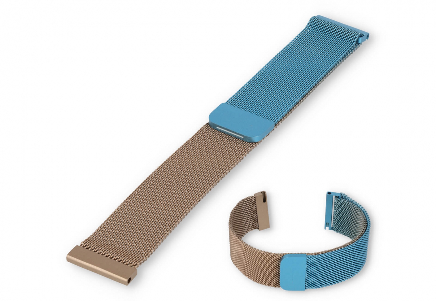 Milanese 22mm horlogeband - blauw/champagne