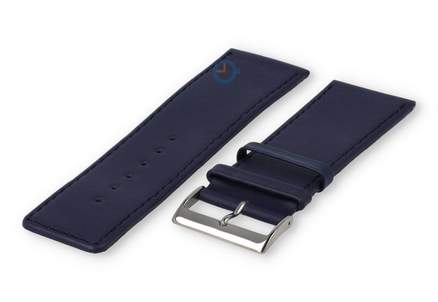 30mm horlogeband glad leer - donkerblauw
