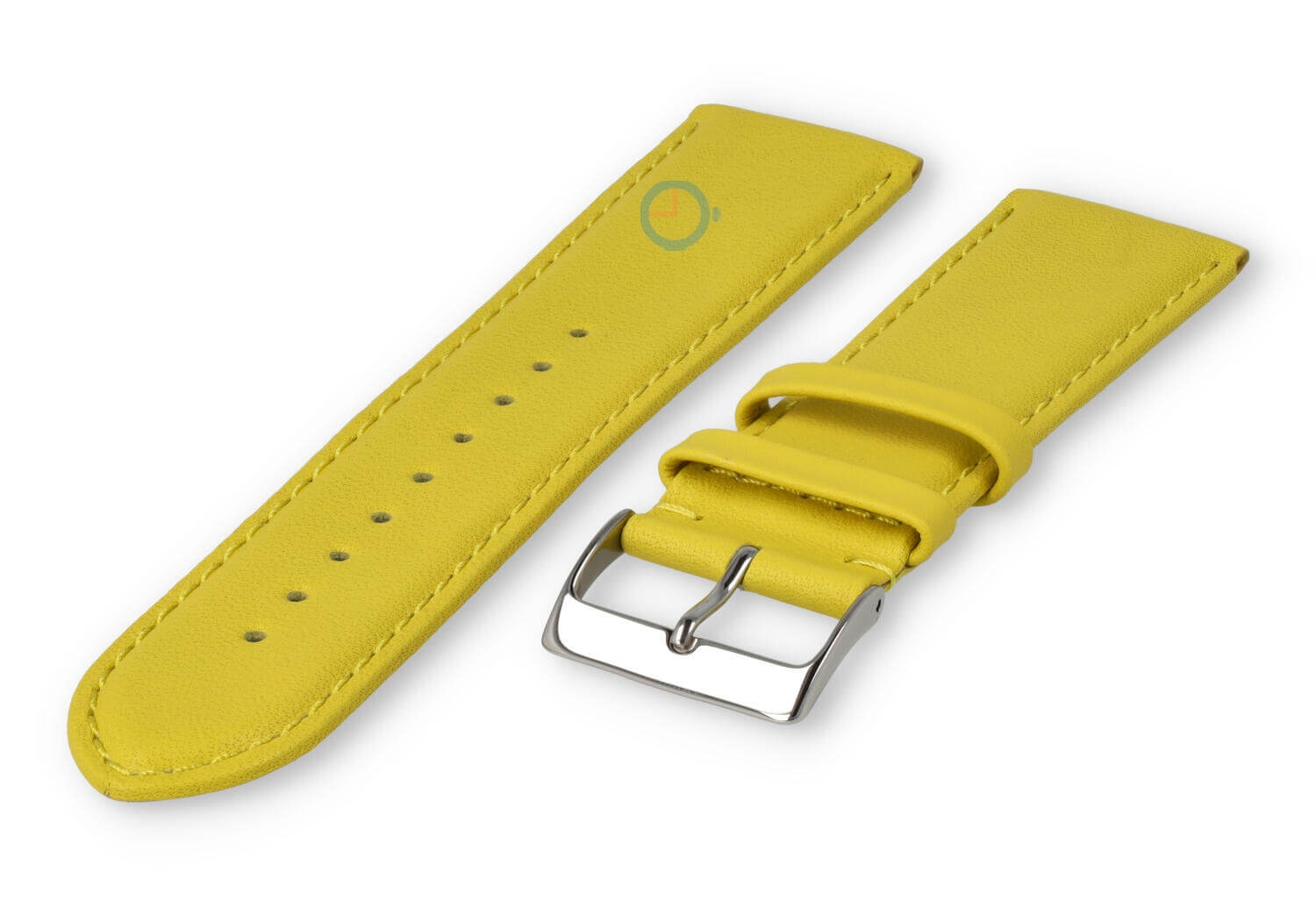 22mm horlogeband glad leer - geel