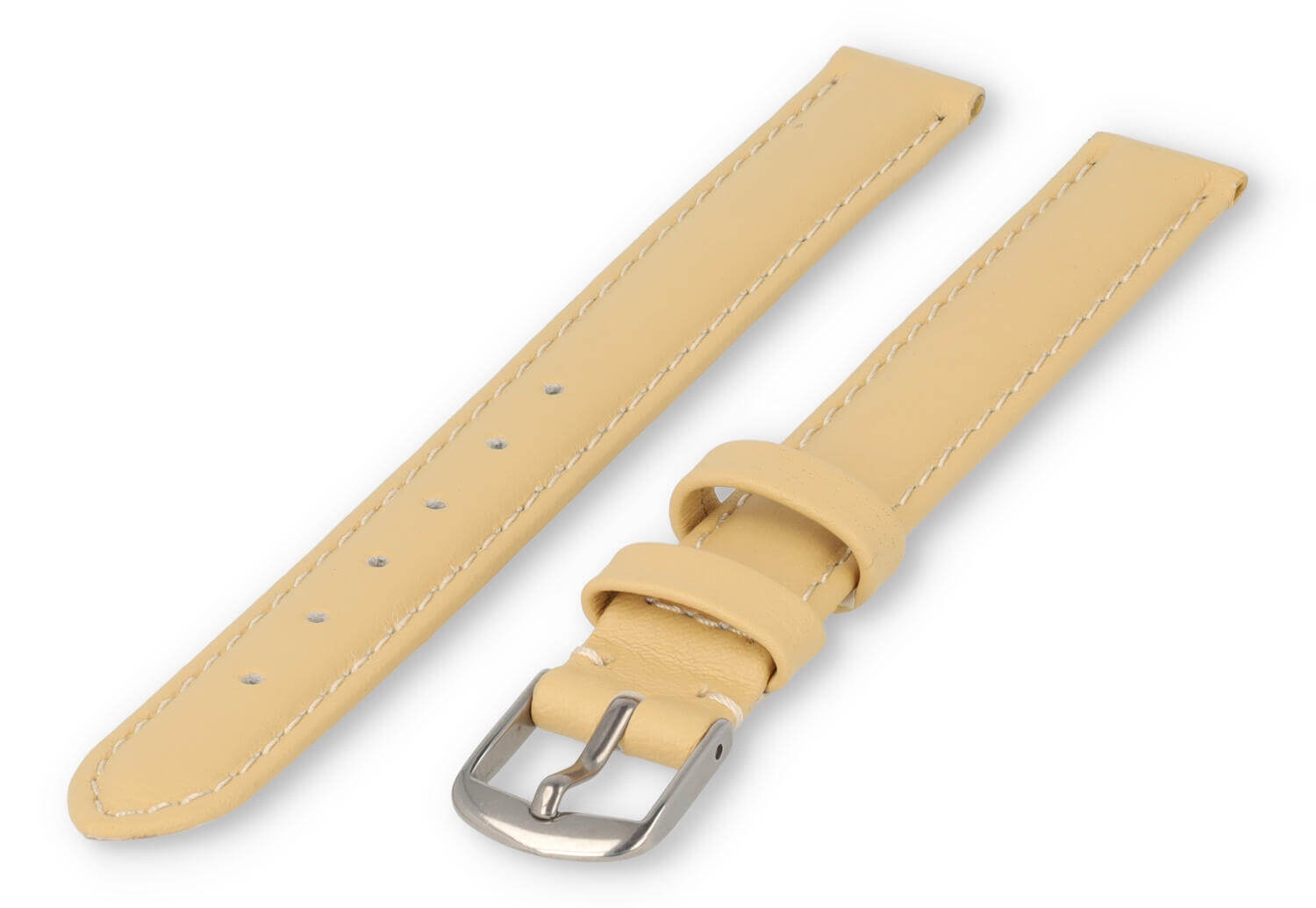 XL horlogeband glad leer - 12mm - vanille