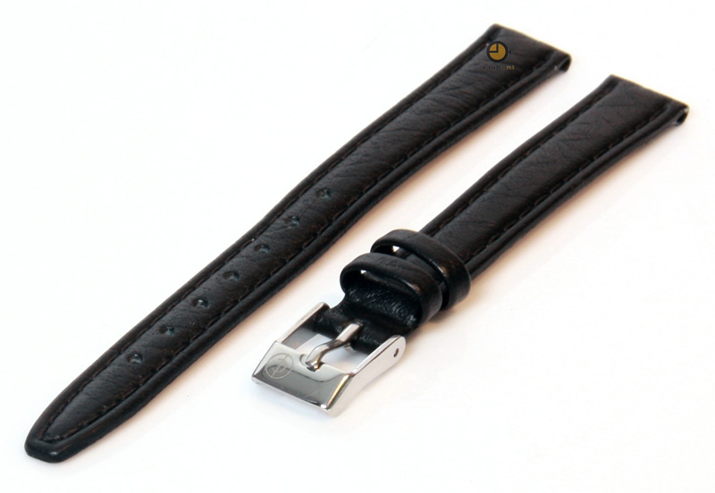 Horlogeband 12mm zwart buffelleer extra lang