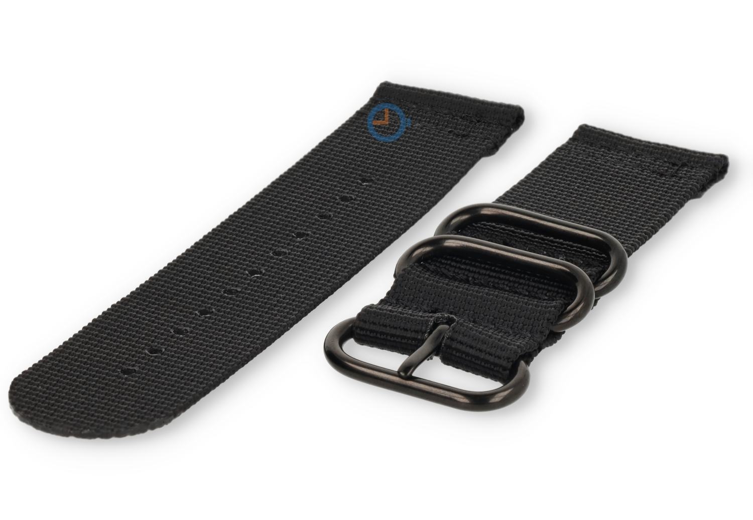 Two-piece nylon band - zwart - 26mm