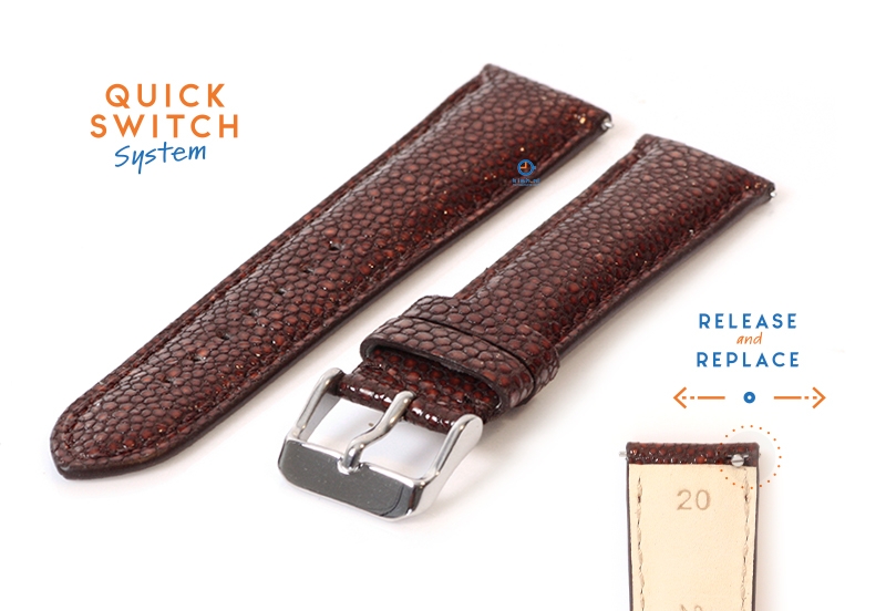 Horlogeband 20mm bruin roggenleer