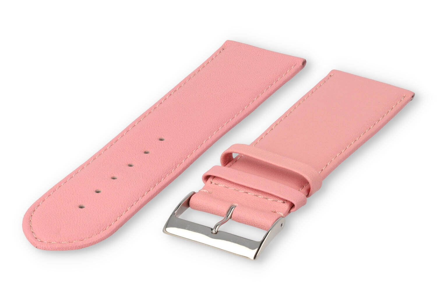 XL horlogeband glad leer - 28mm - lichtroze