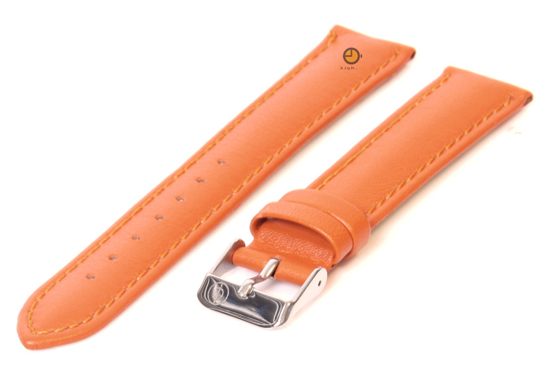 Horlogeband 16mm oranje kalfsleer