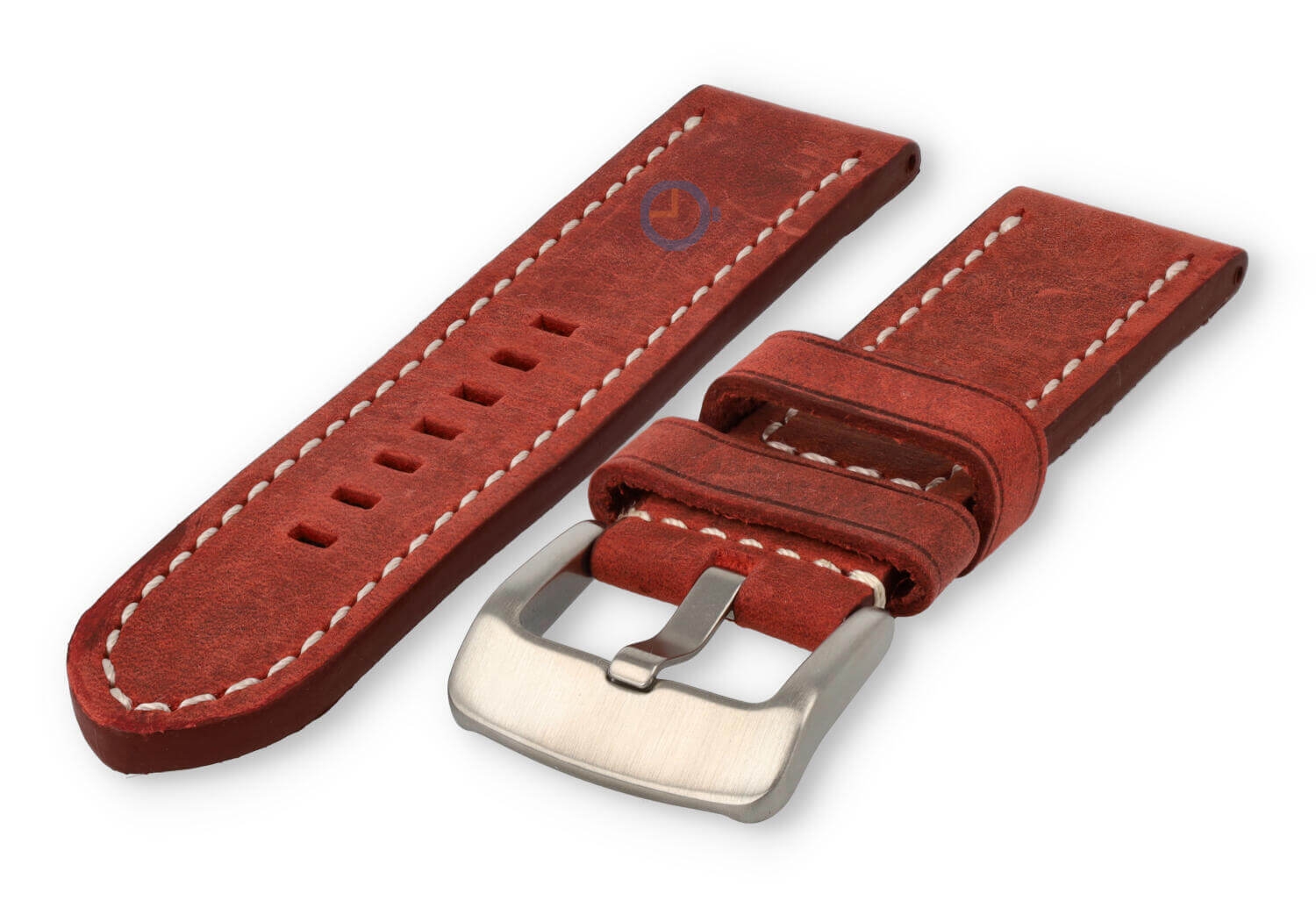 Waterafstotende horlogeband van leer - 24mm - rood