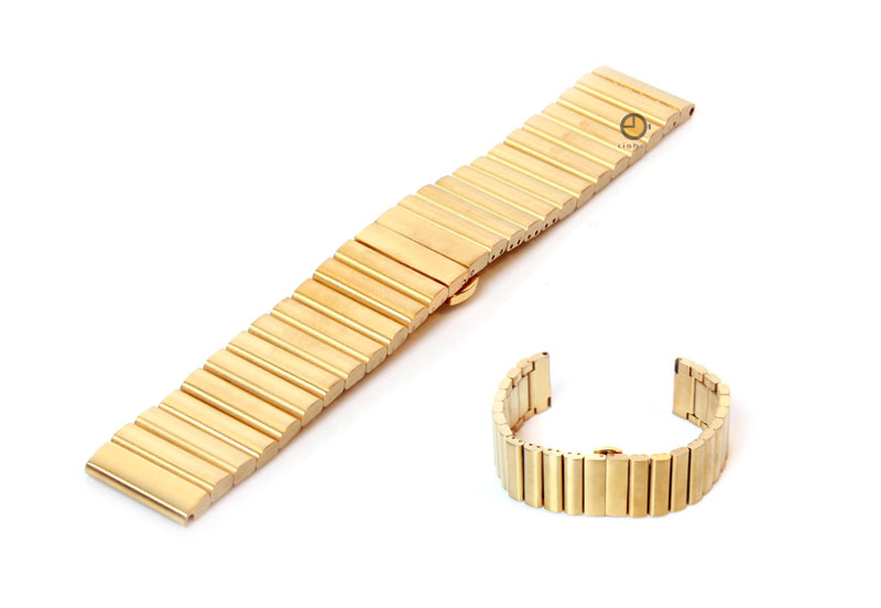 Horlogeband 24mm mat staal goud