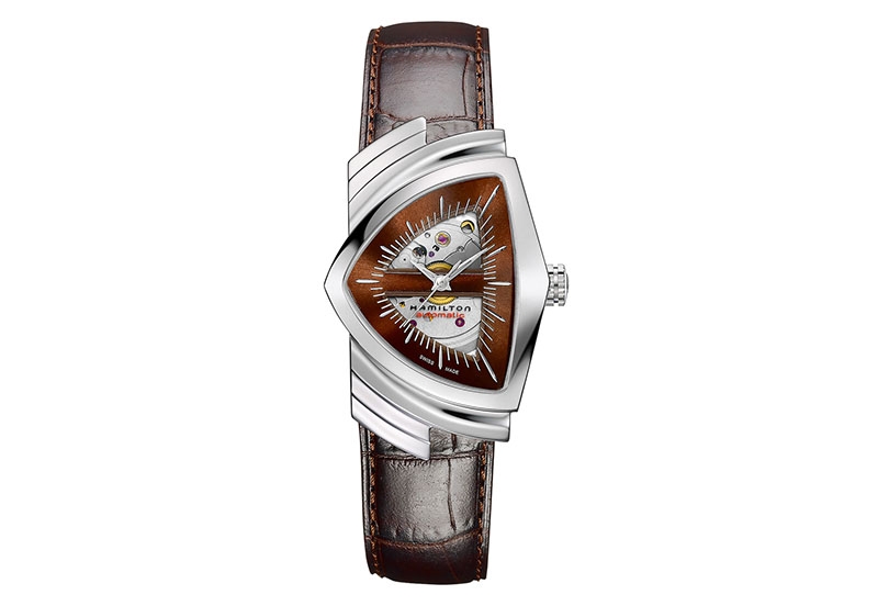 Hamilton horlogeband H24515591 - bruin leer