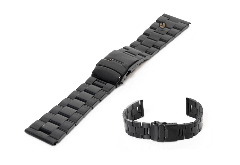 Horlogeband 24mm zwart staal deels gepolijst