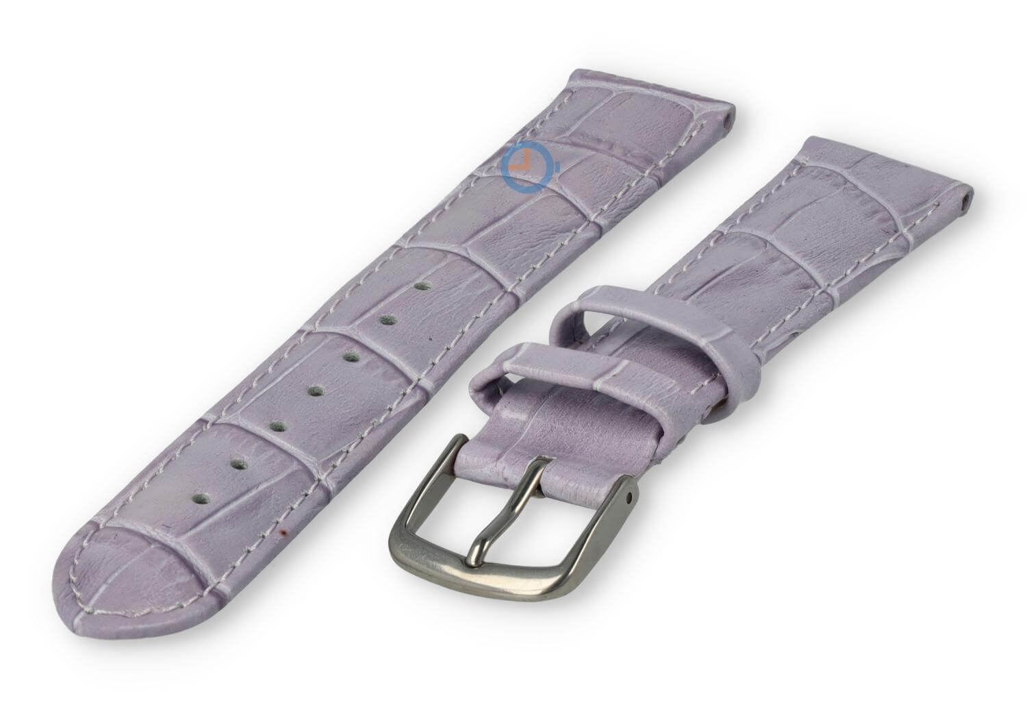 Horlogeband leer met krokoprint - 16mm - lavendel