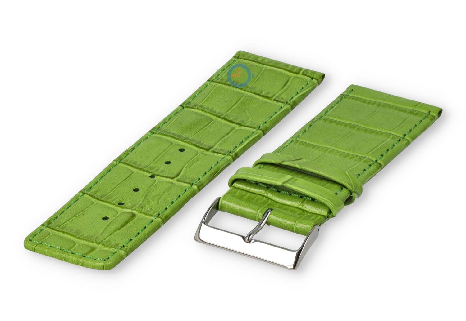 Kalfsleder band met croco-reliëf - 28mm - grasgroen