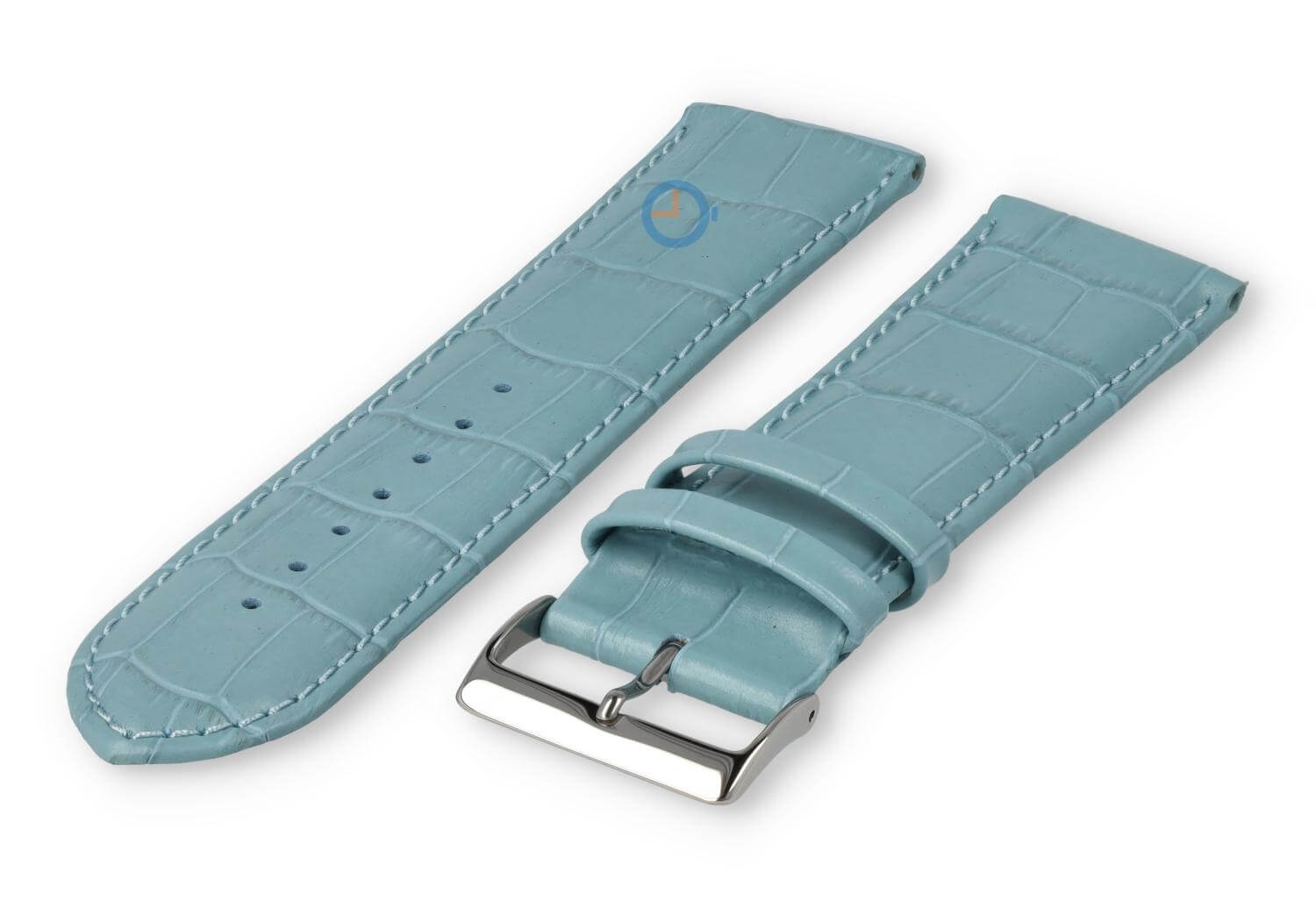 Kalfsleder XL band met croco-reliëf - 28mm - ijsblauw