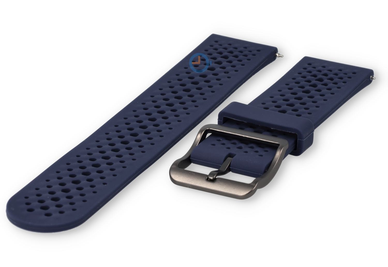 Ademend siliconen bandje - 22mm marineblauw - perforated
