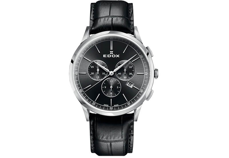 Edox Les Vauberts 10236 Horlogeband Zwart Croco