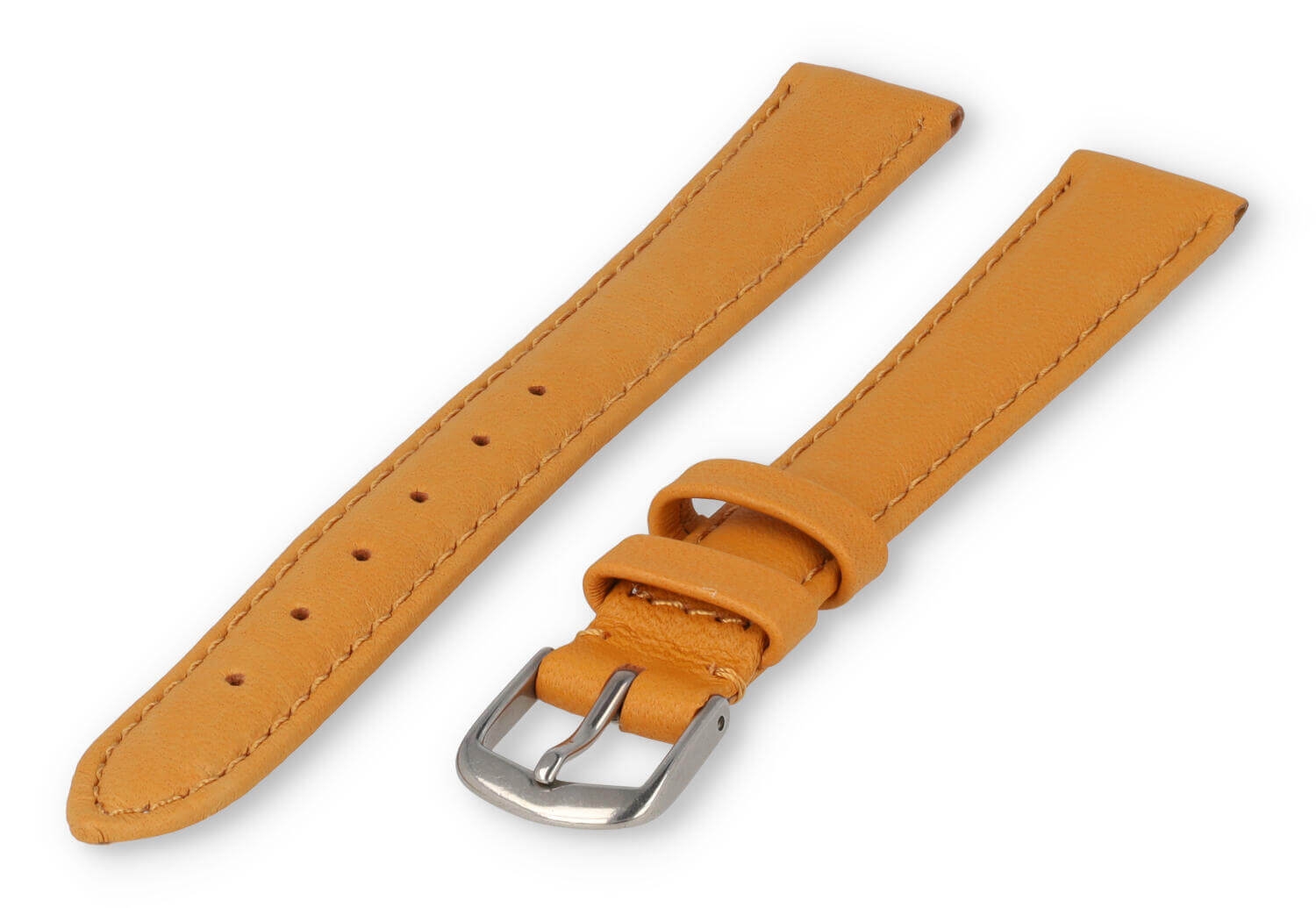XL horlogeband glad leer - 14mm - lichtbruin