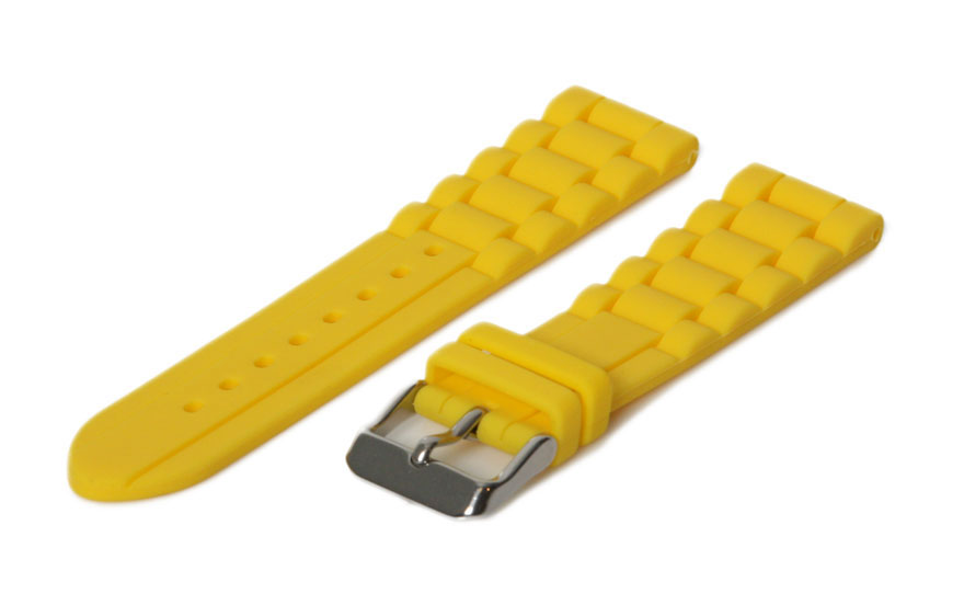 Horlogeband rubber 20mm geel