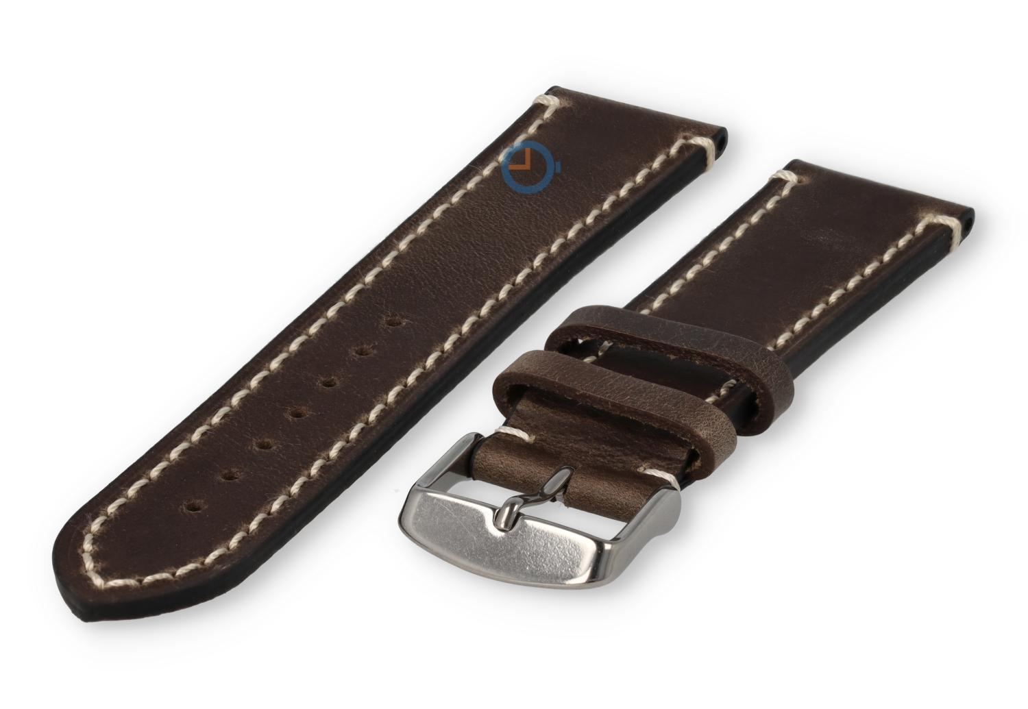 Stevige Vintage Horlogeband 24mm - Donkerbruin