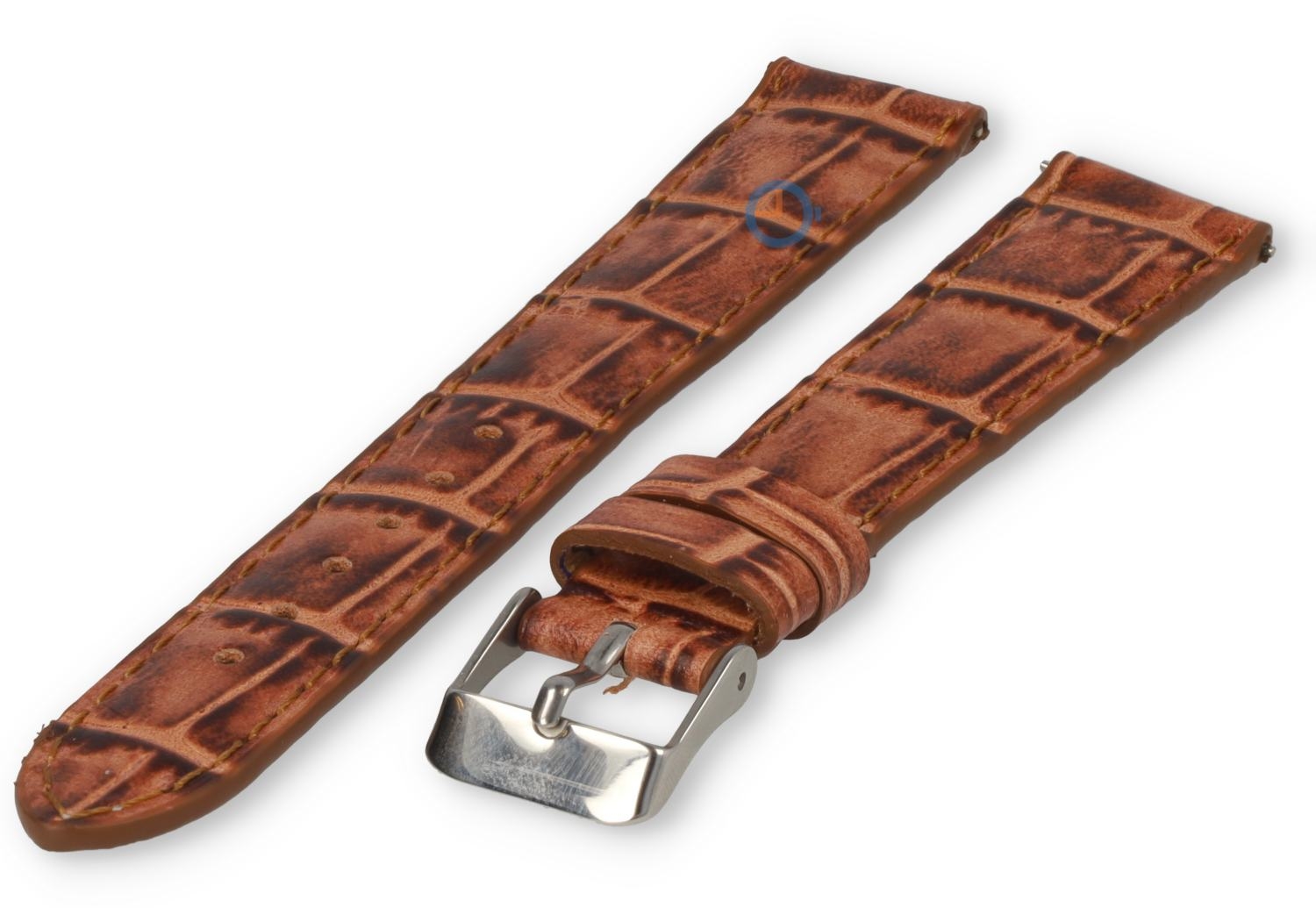Horlogeband 18mm bruin kalfsleer met croco