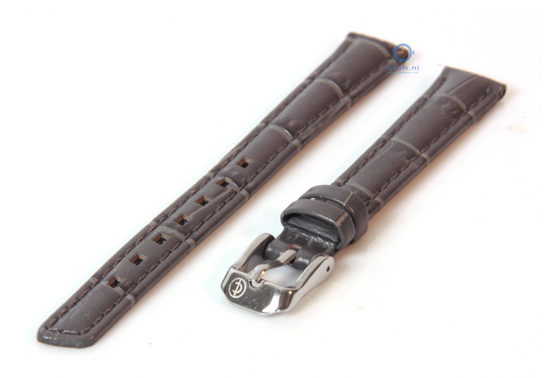 Horlogeband 14mm donkergrijs leer croco