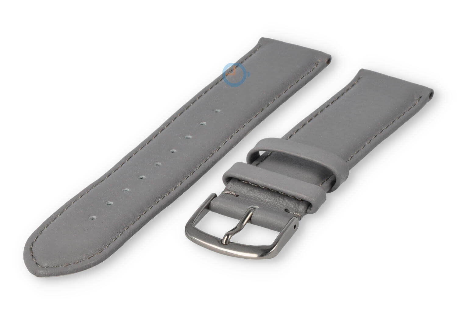 20mm horlogeband glad leer - lichtgrijs