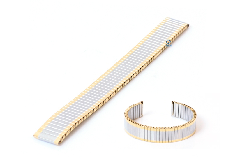 Rekbare horlogeband zonder sluiting - 16mm goud/zilver