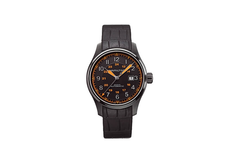 Hamilton horlogeband H70685337 - zwart siliconen