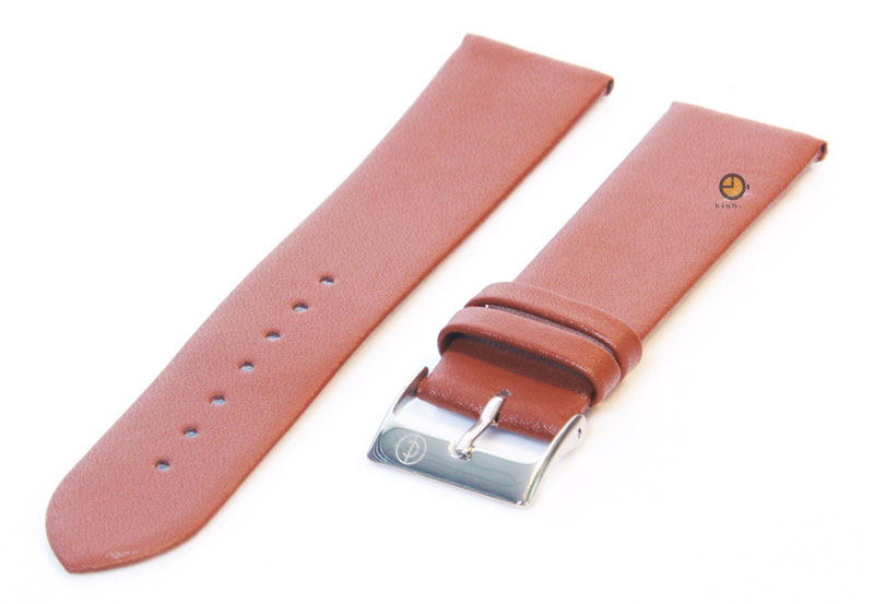Horlogeband 22mm bruin leer naadloos