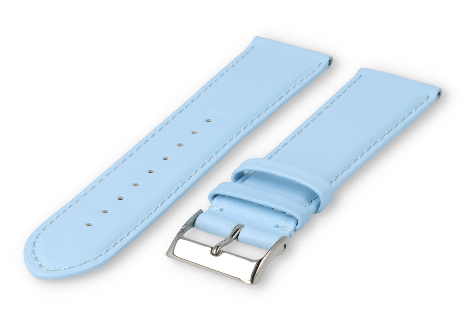 XL horlogeband glad leer - 24mm - ijsblauw