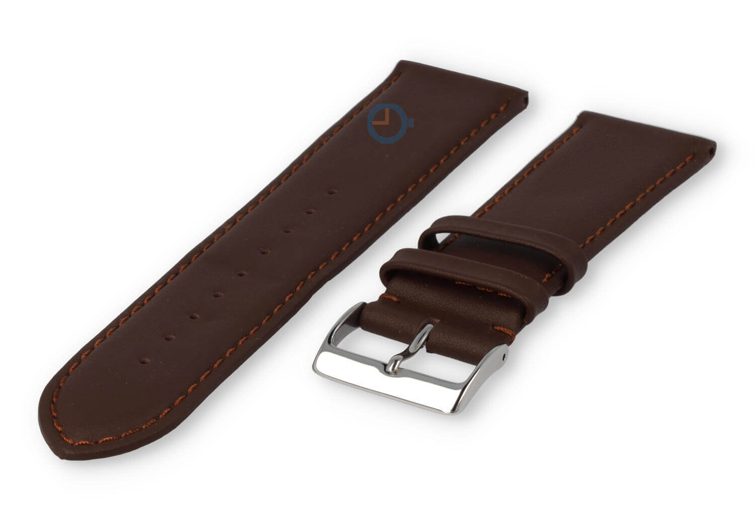 24mm horlogeband glad leer - donkerbruin
