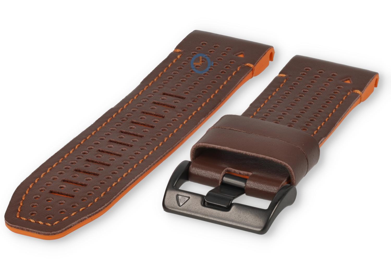 Premium Garmin Fenix 7X bandje - cognac/oranje