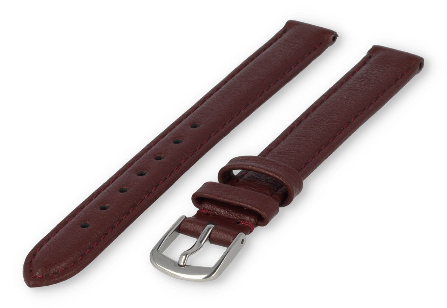 XL horlogeband glad leer - 12mm - bordeaux