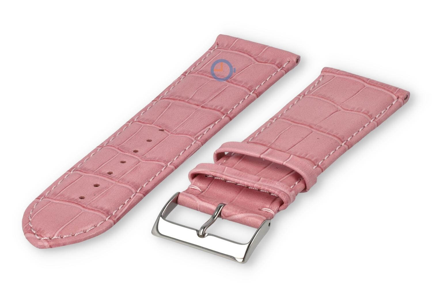Kalfsleder XL band met croco-reliëf - 28mm - roze
