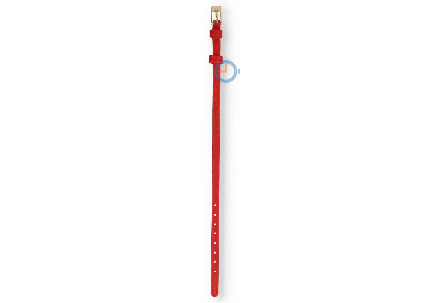 One-piece leren horlogeband - 6mm - rood met goud