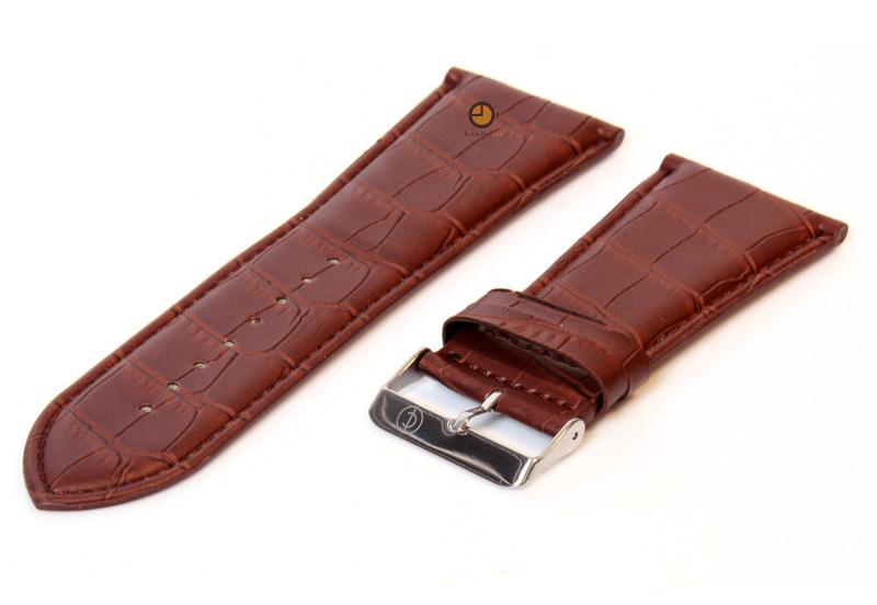 Horlogeband 32mm bruin leer croco