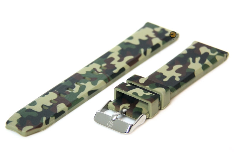 24mm siliconen horlogeband camouflage groen