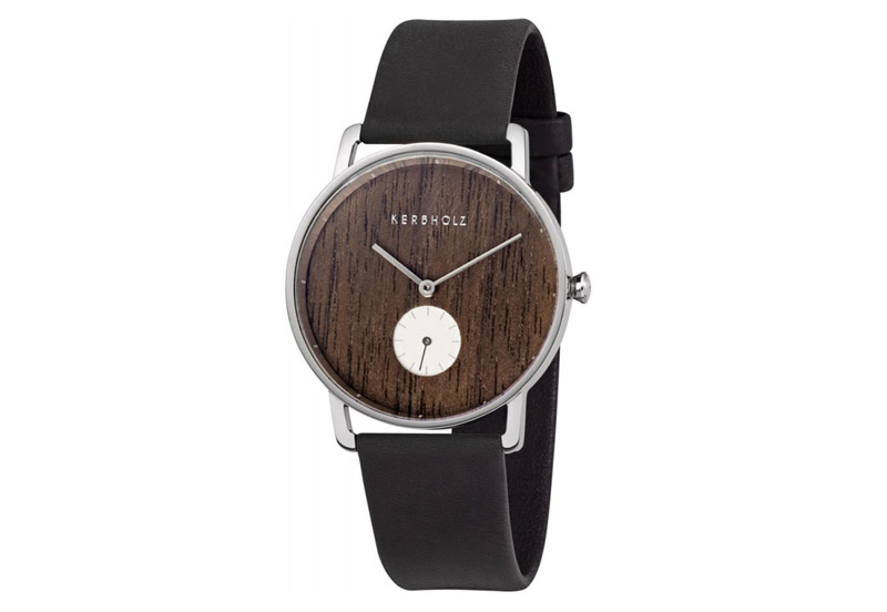 Kerbholz horlogeband Fritz Walnut Midnight Black
