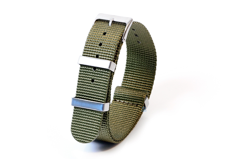 Horlogeband 20mm nylon kahki groen