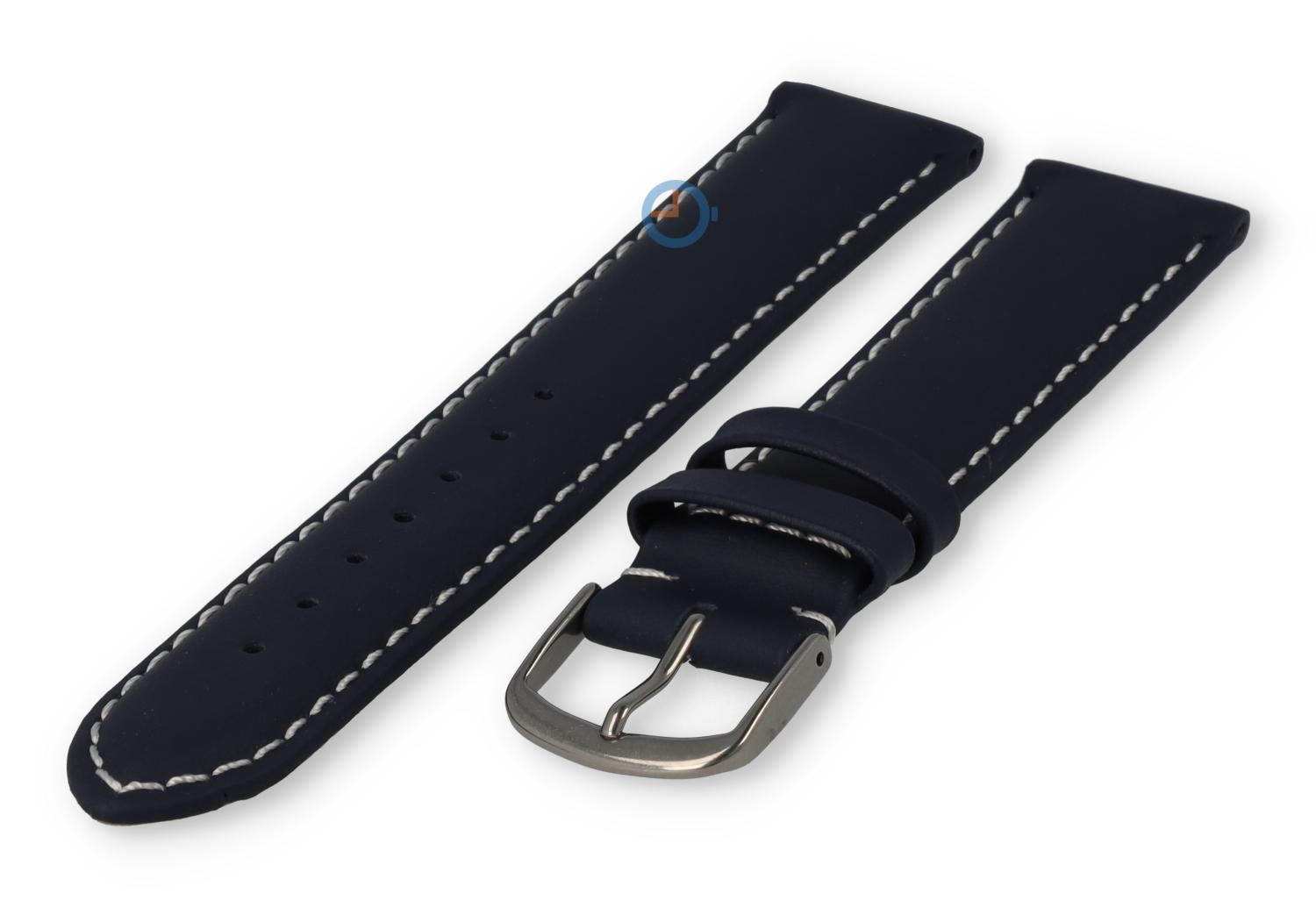 Oneven maat horlogeband leer - 19mm - marineblauw
