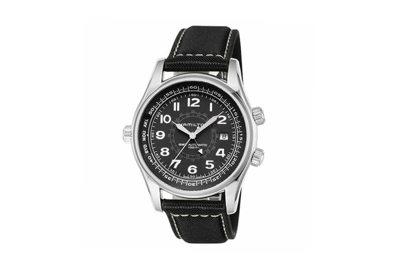 Hamilton horlogeband H77505433 - zwart leer met nylon