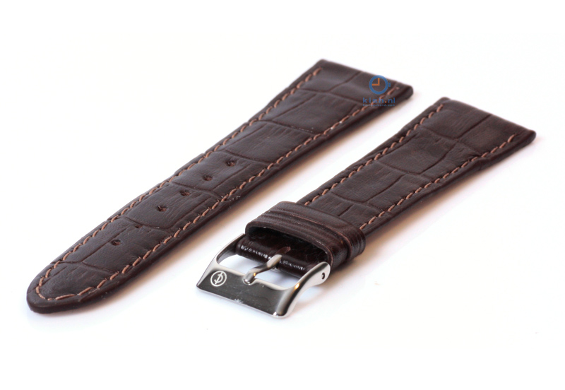 Horlogeband 22mm donkerbruin kalfsleer met croco