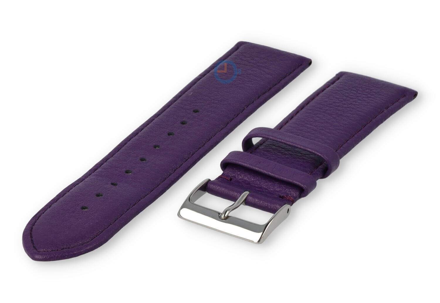 22mm horlogeband glad leer - aubergine