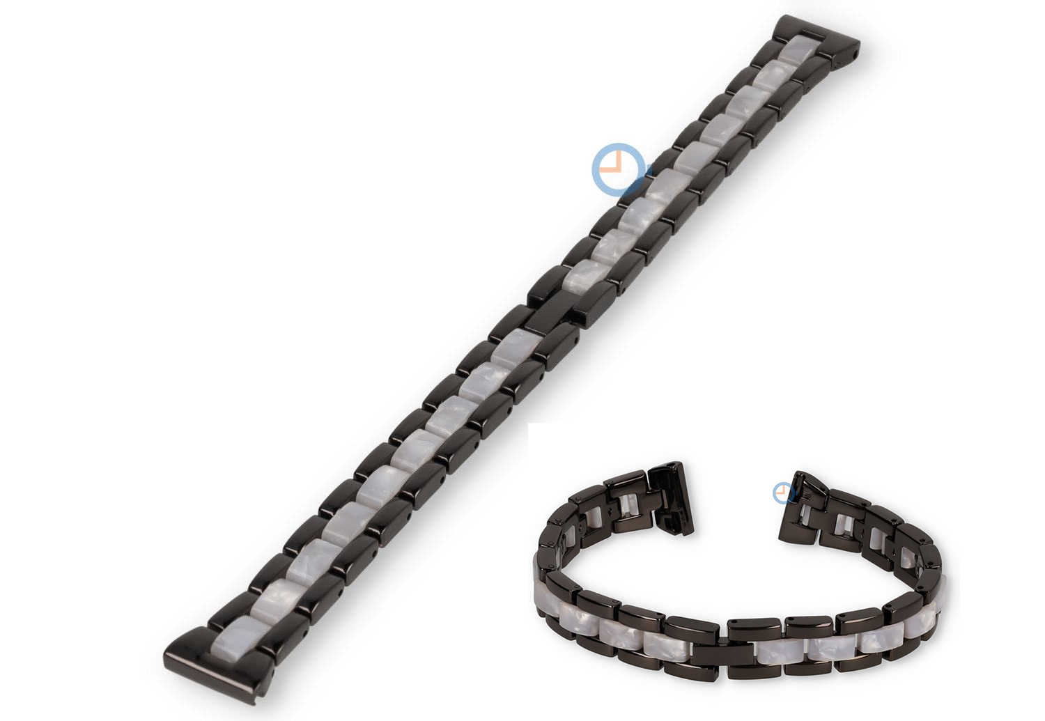 14mm stalen bandje met marmer-look - black/white